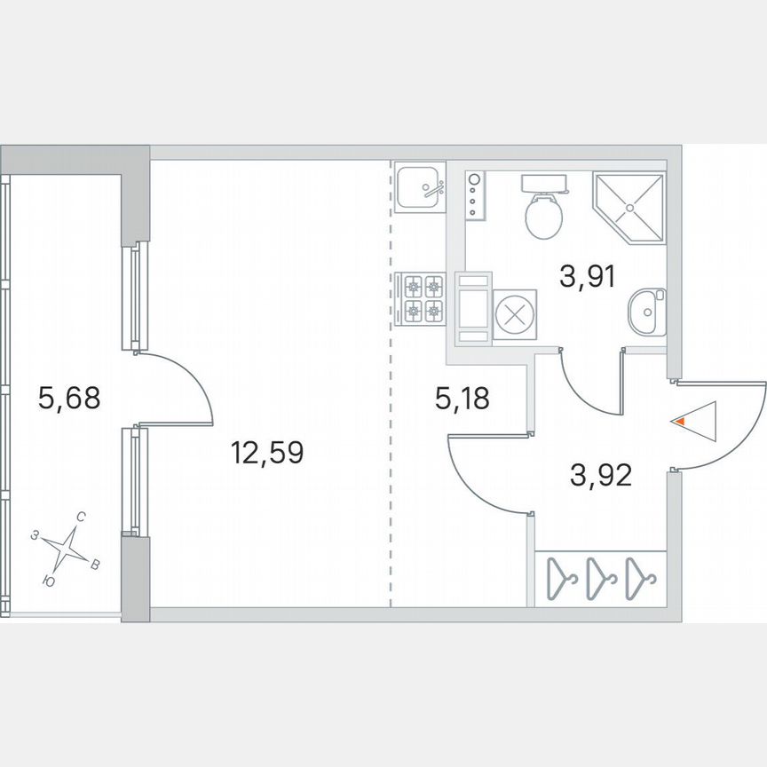 Квартира-студия, 28,4 м², 2/4 эт.