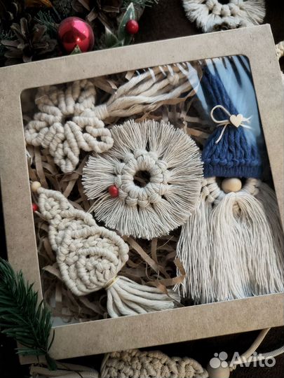 Новогодний подарочный набор макраме