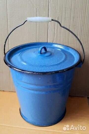 Бидон и ведро эмалированные. СССР. Винтаж