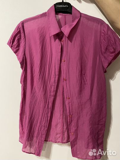 Шелковая рубашка блузка розовая