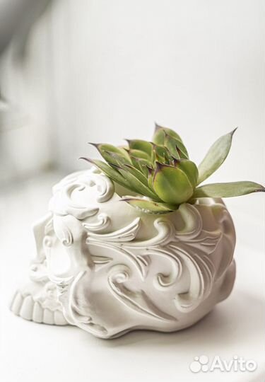 Статуэтка подсвечник органайзер череп гипсовый