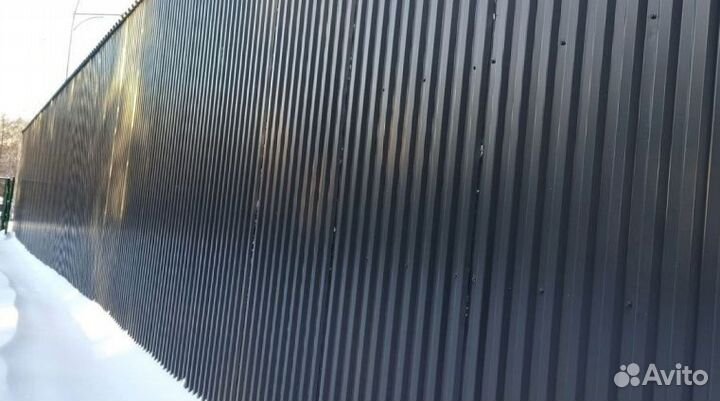 Профнастил темно-серый 0,4мм С21 RAL7024, 6х1,051м