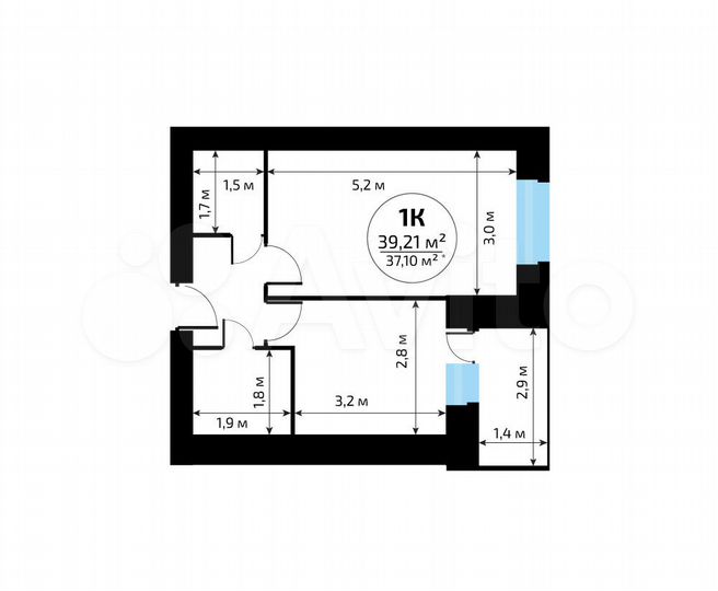 1-к. квартира, 37,1 м², 3/16 эт.