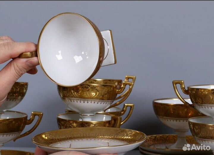 Набор редких антикварных чайных пар. Limoges