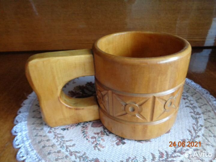 Кружки, стаканы, бочонок из дерева СССР