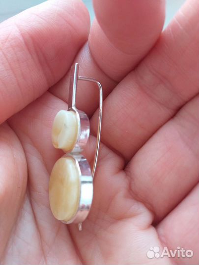 Серьги серебро с натуралним янтарём