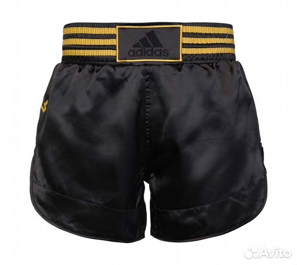 Шорты для тайского бокса Adidas Satin черно-золоты