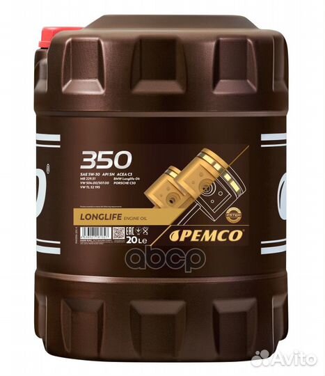 5W-30 SN, C3 20л (PAO синт. мотор. масло) pemco