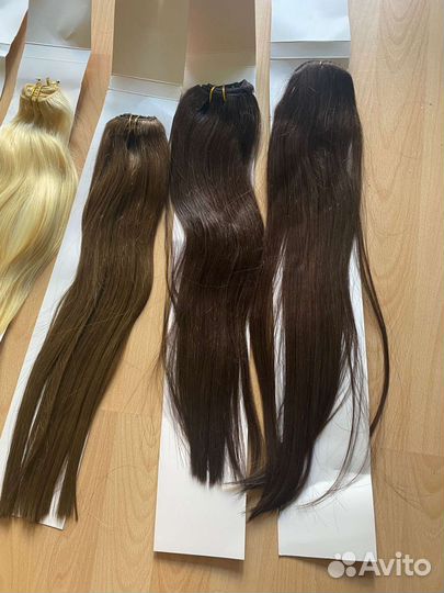 Натуральные волосы на заколках