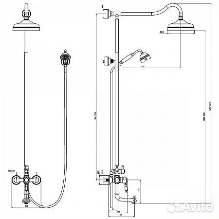 Смеситель Lemark Villa LM4862C для ванны с верхней душевой лейкой 