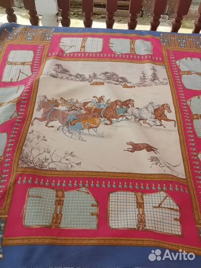 Винтаж шёлковый платок Зима