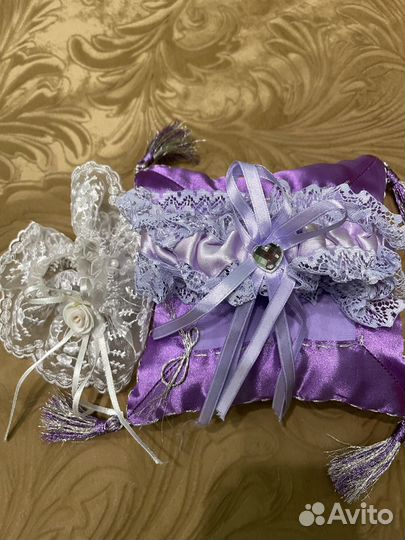 Подушечка для свадебных колец фиолетовая