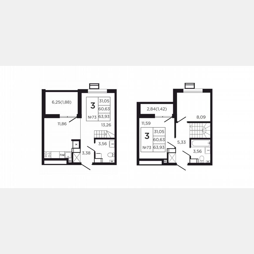3-к. квартира, 68,9 м², 8/9 эт.