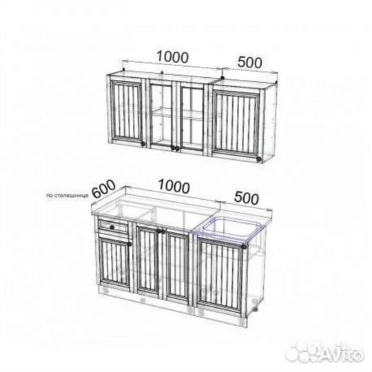 Кухня 1,5метра цвет мускат новая