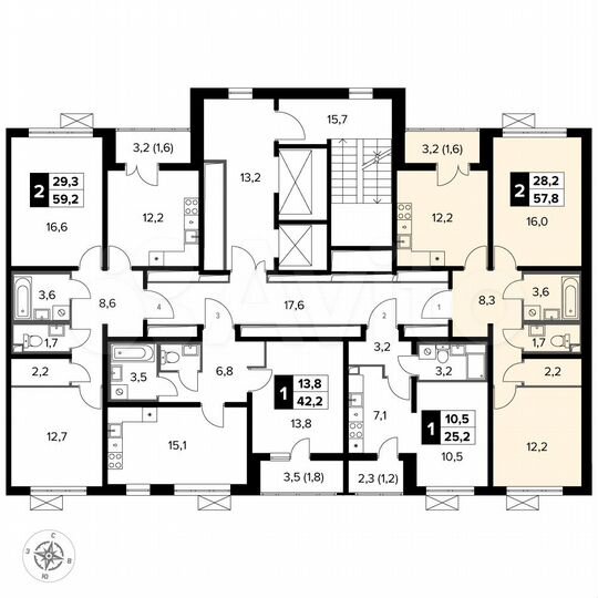 2-к. квартира, 57,8 м², 22/22 эт.