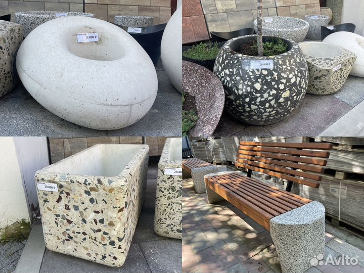 Уличные вазоны и скамьи, урны