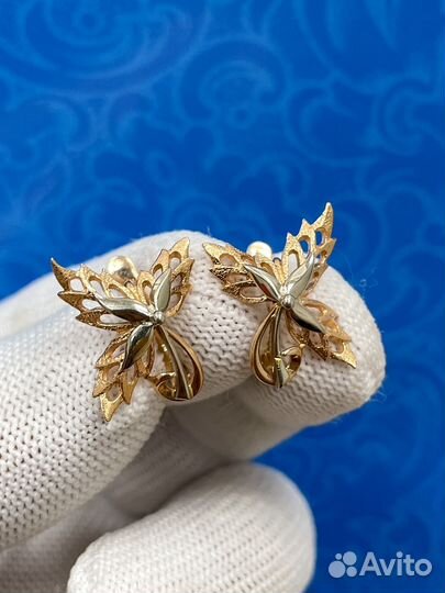 Золотые серьги 583 пробы СССР