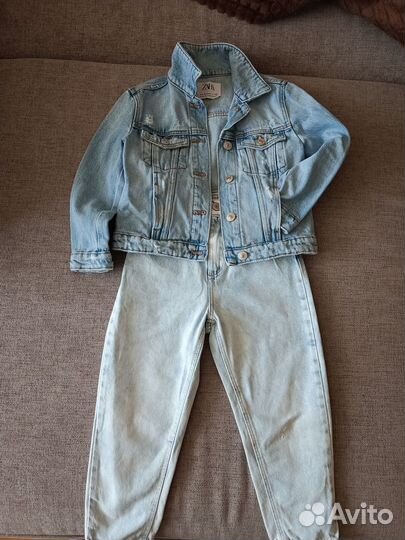 Джинсовая куртка Zara 116, джинсы Глория 116