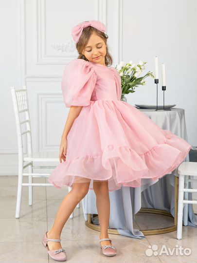 Пудровое платье Эйр 140 см Роскошь с детства