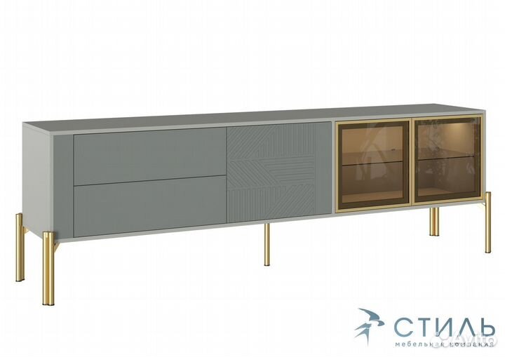 Омри Тумба под тв Шиншилла Серая матовая Лайт Грей