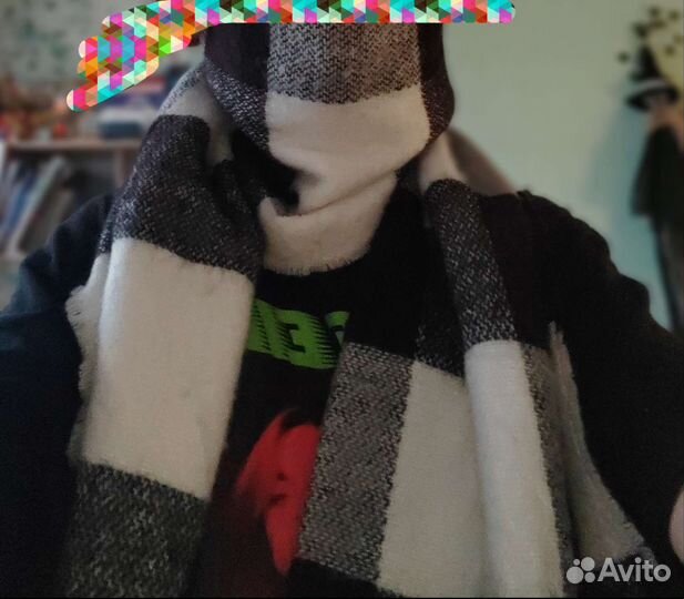 Шарф черно белый