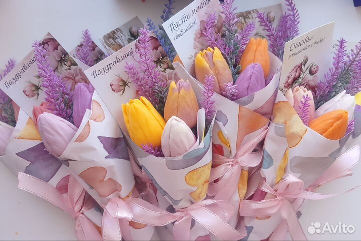 Букет из мыла тюльпаны