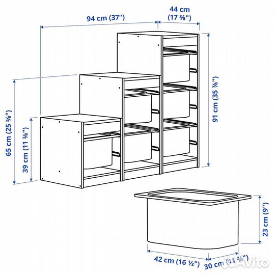 Стеллаж для игрушек IKEA труфаст бу с контейнерами