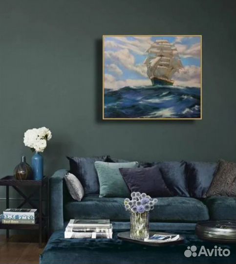 Картина маслом Белый парусник в море