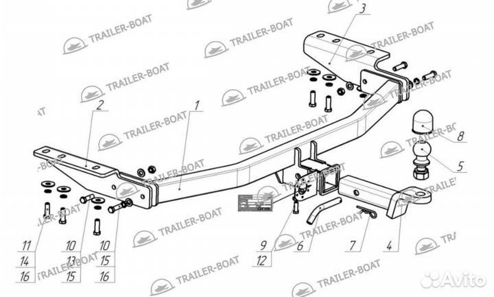 Фаркоп Infiniti JX35 2013-2014, рама под квадрат, 27658