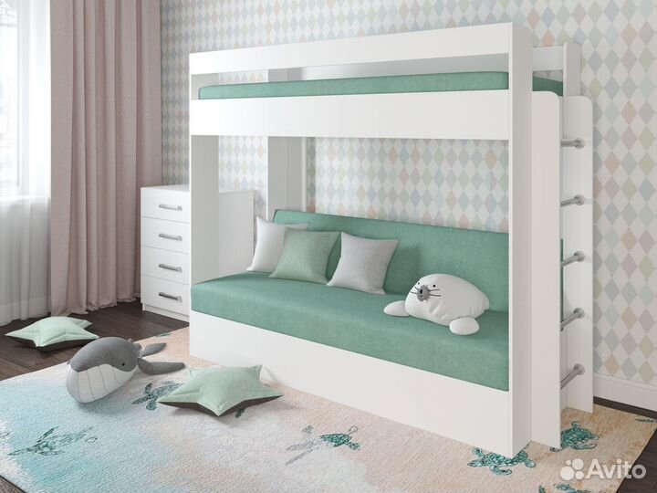 Кровать-чердак с диваном