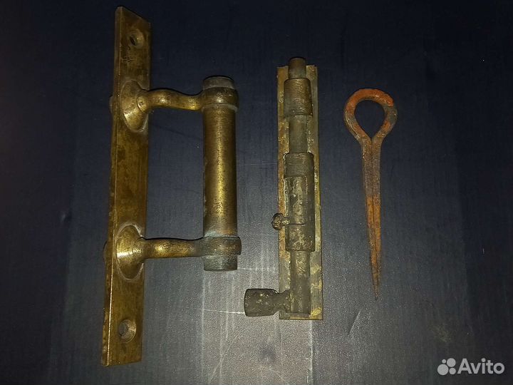 Лот Латунные ручка и защелка на дверь