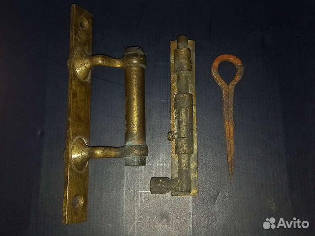 Лот Латунные ручка и защелка на дверь