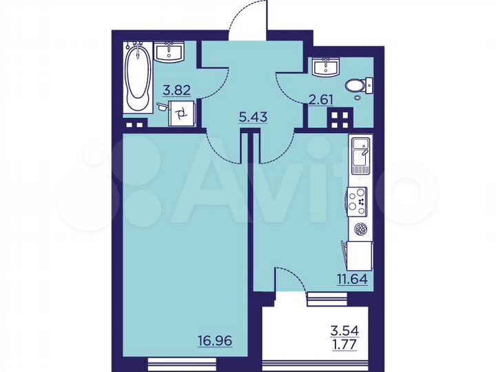 1-к. квартира, 42,2 м², 2/18 эт.