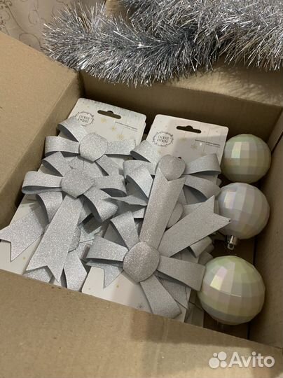 Елочные игрушки новогодние набор шарики бантики