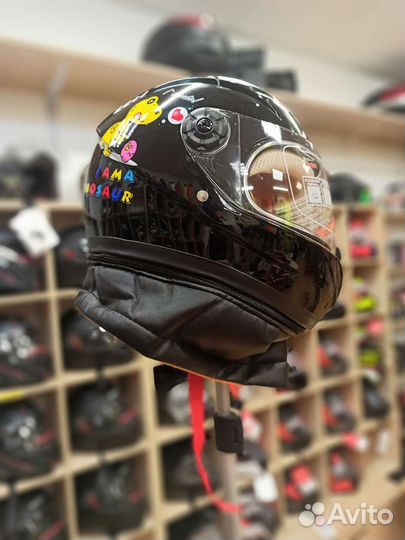 Мотошлем детский с теплым воротником