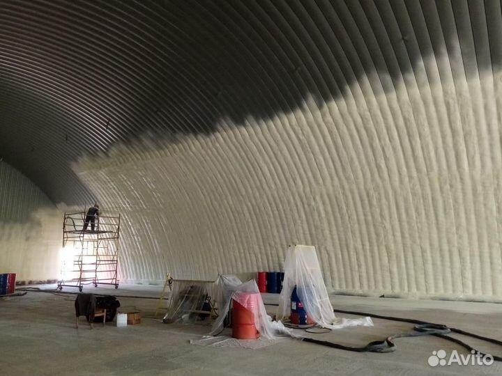 Утепление ангара пенополиуретаном ППУ напыление