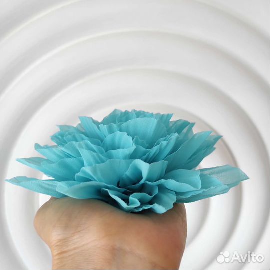 Брошь цветок большой, брошь голубая, бирюзовая