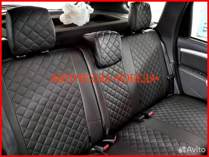 Чехлы Nissan Sentra из экокожи чёрные Ромб