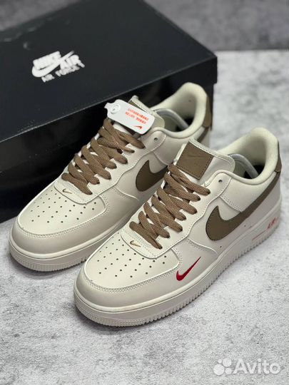 Кроссовки Nike Air Force 1 White Brown (Арт.36218)