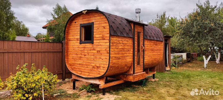 Баня бочка квадро. Есть выставка в Москве