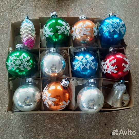 Стеклянные елочные игрушки СССР