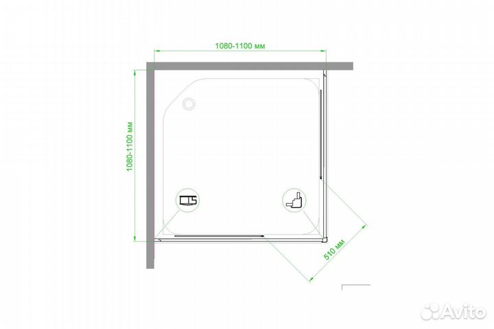 Душевой уголок Royal Bath HPD RB1111HPD-C-CH 110х110 рифленое стекло/профиль хром