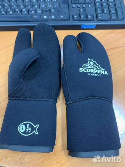 Перчатки трехпалые для подводной охоты 7 mm