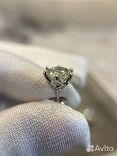 Серьги муассанит 1 ct