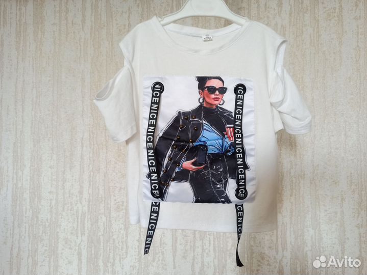 Стильная футболка топ для девочки 134 размер