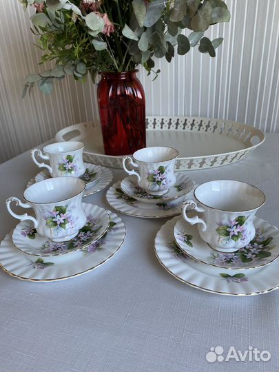 Royal Albert Mayflower кофейное трио -4 шт