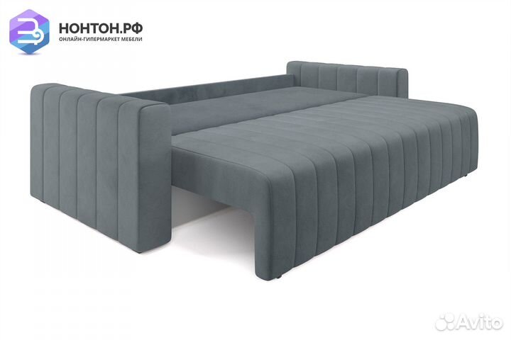 Диван еврокнижка Лондон велюр серый