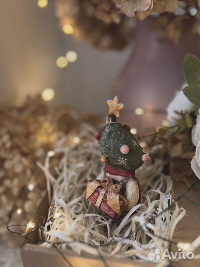 Ватные елочные игрушки мишка