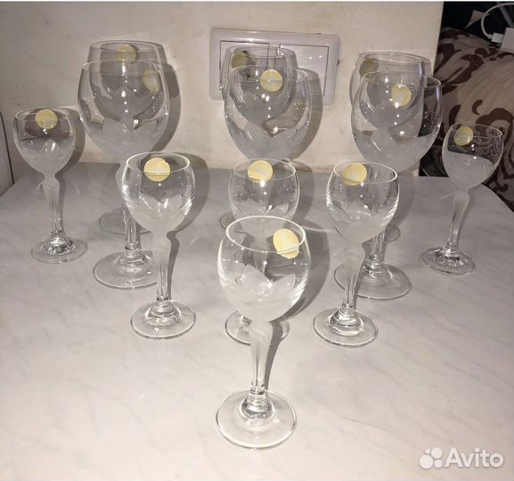 Богемское стекло бокалы 6 шт ; 6 маленьких чехия