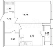 1-к. квартира, 42,6 м², 9/12 эт.
